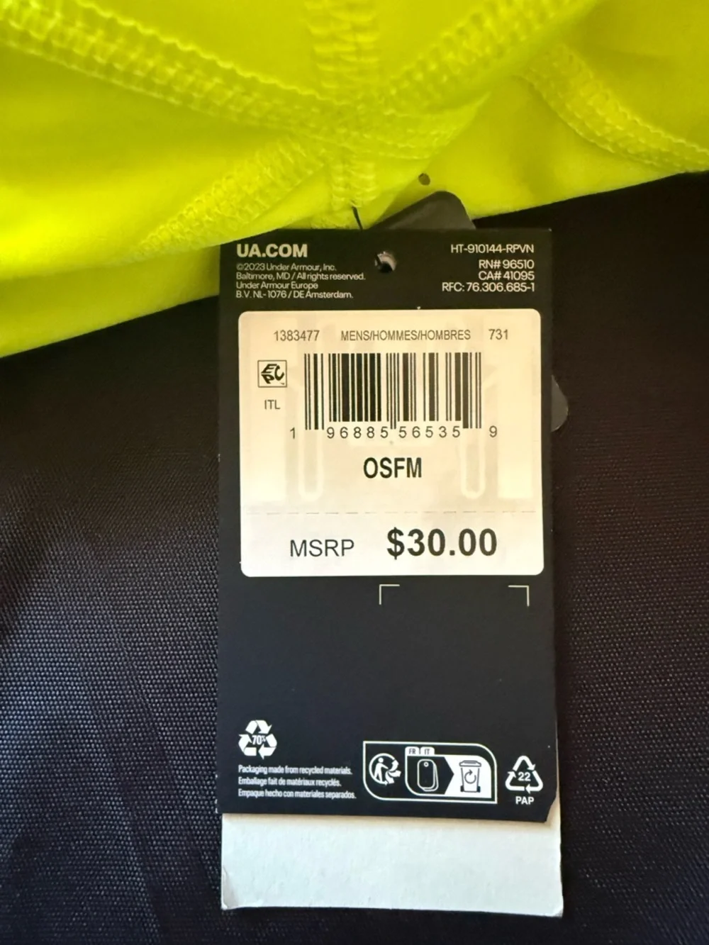 New Under Armour Neon Yellow Performance Cap Adjustable - Picture 3 of 5